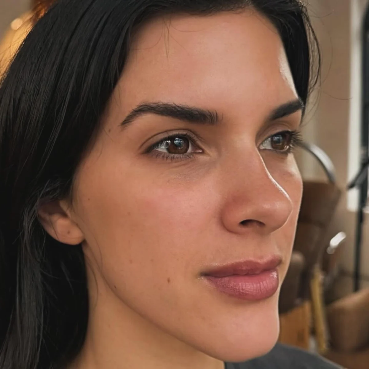 Client profile showing softly shaped brows